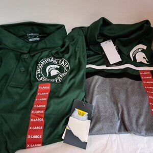 Mens XL MICHIGAN STATE University Polo Shirts Lot of 2 NEW NWT